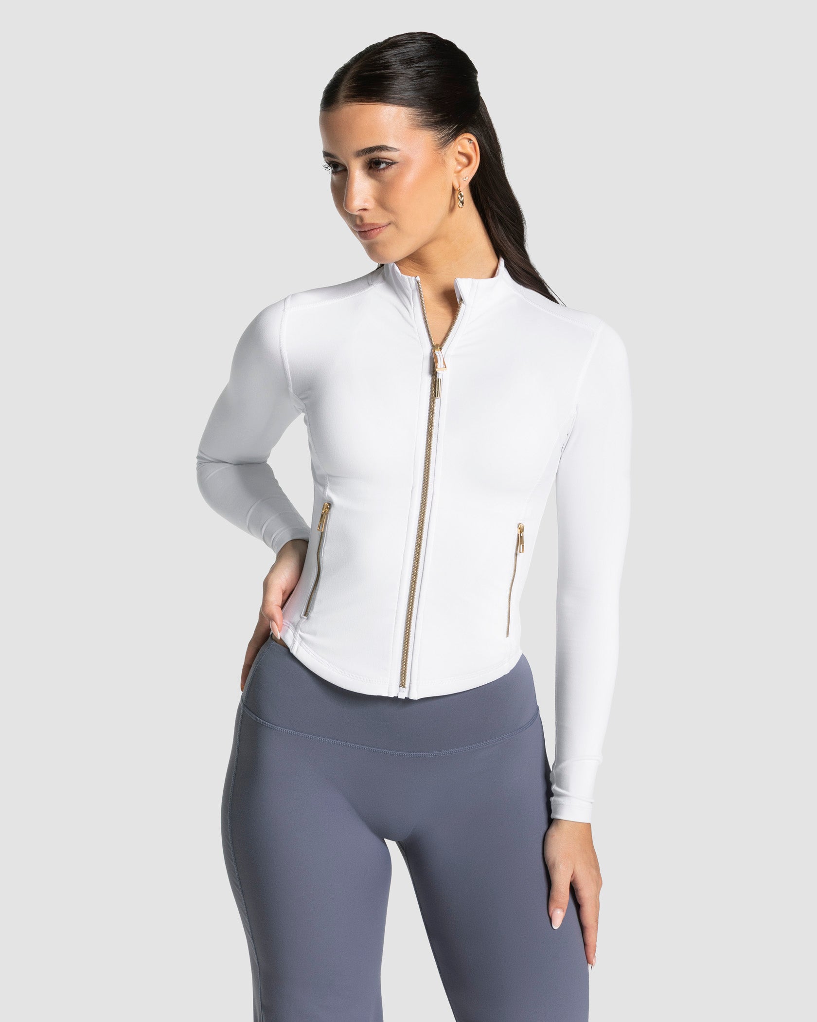 Allrounder Shaping Zip Jacke "Weiß - Gold"