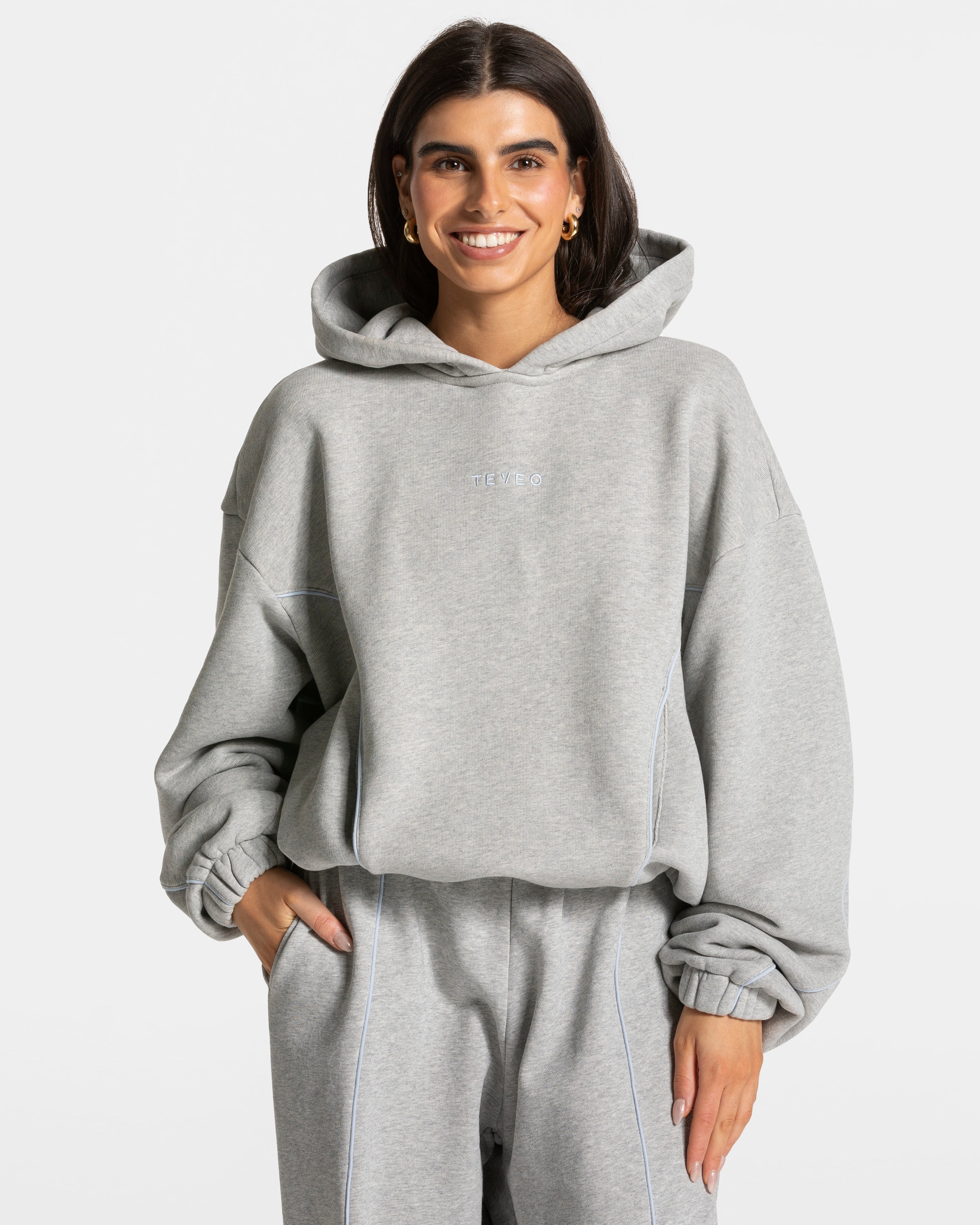 Contrastline Hooded Sweater "Hellgrau"