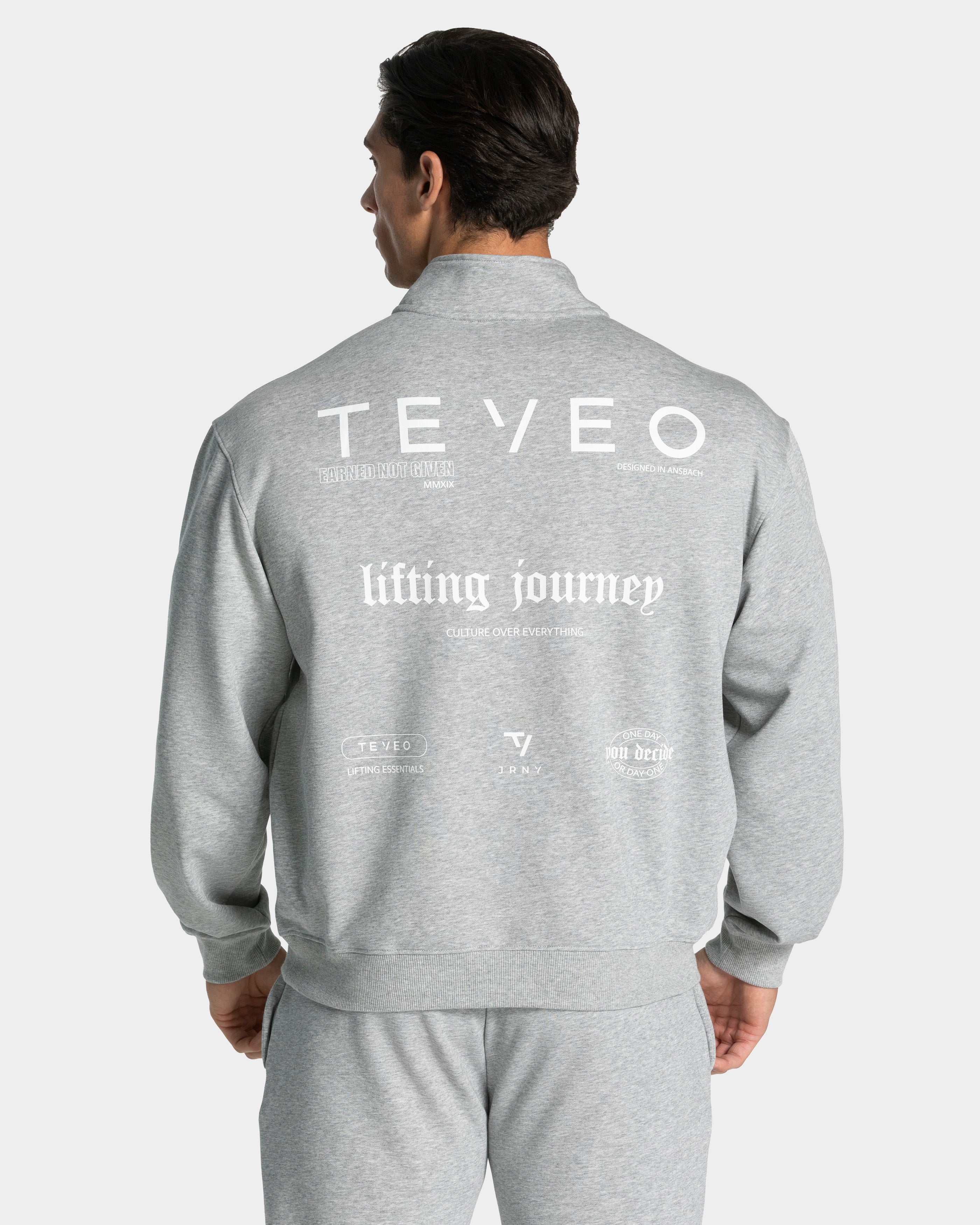 Lifting Journey Half Zip Sweater "Hellgrau Meliert"