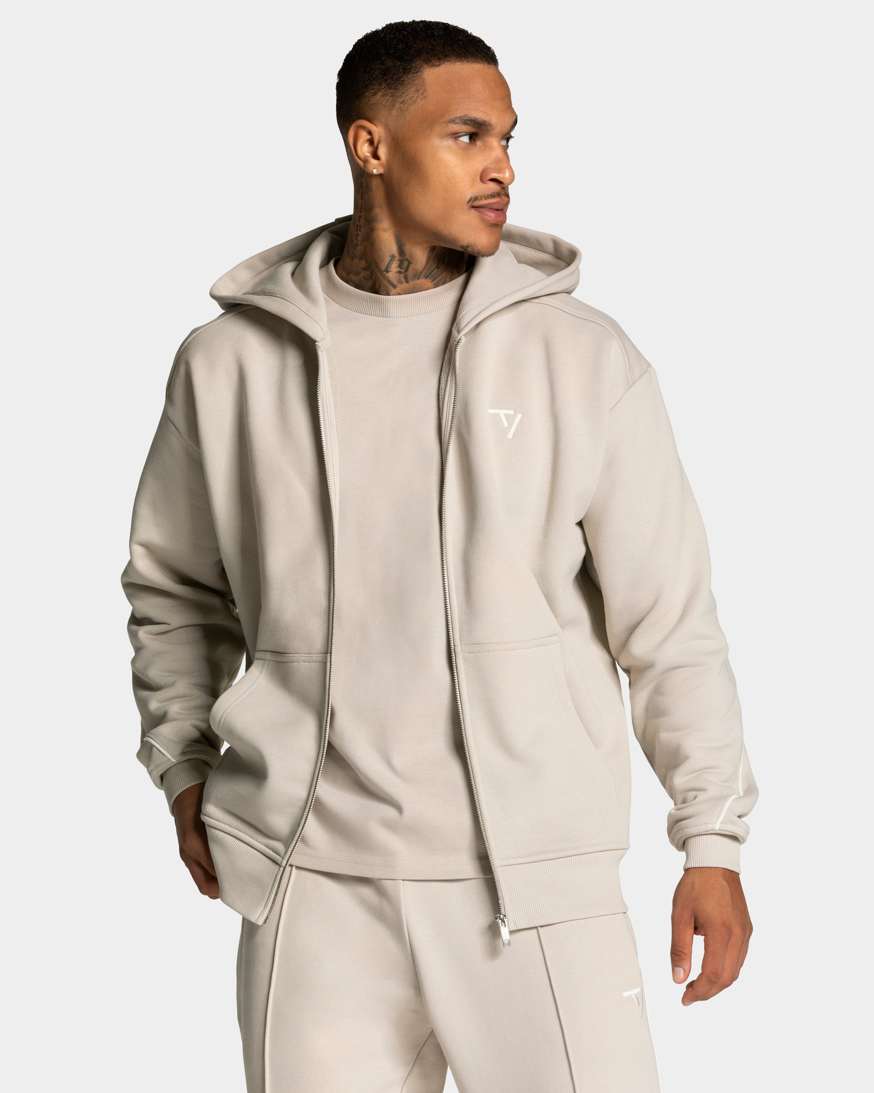Contrastline Zip Jacke "Cream"