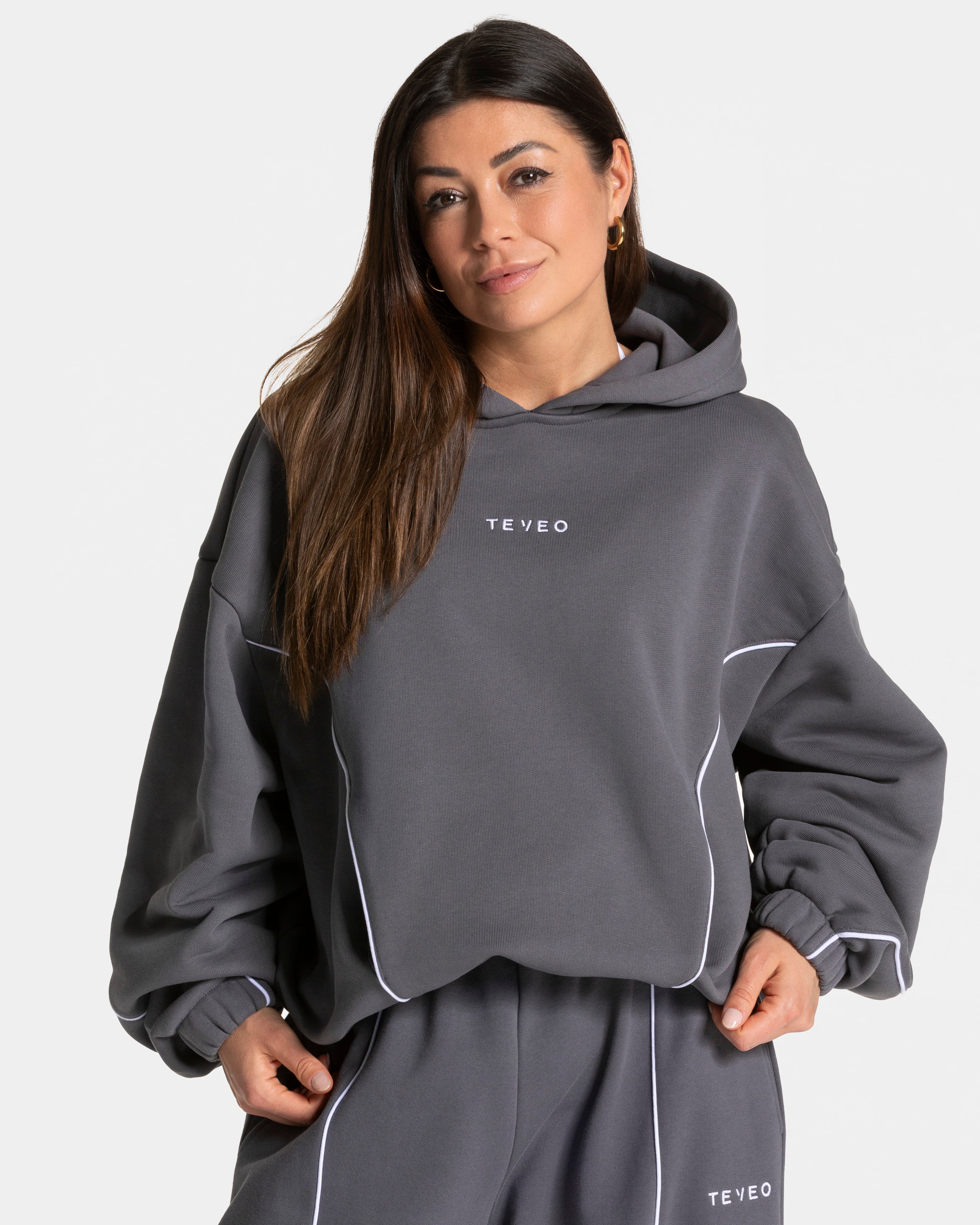 Contrastline Hooded Sweater "Graphit"